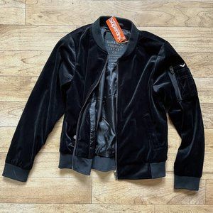 SUPERDRY, medium, black velvet bomber jacket